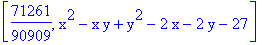 [71261/90909, x^2-x*y+y^2-2*x-2*y-27]